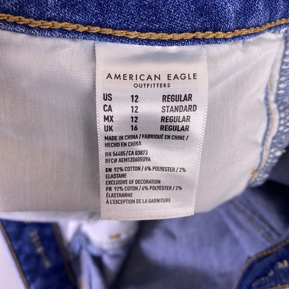 American Eagle Hi-Rise Jegging Jeans Women's 12 Regular Crop Blue Super Stretch - Picture 3 of 12